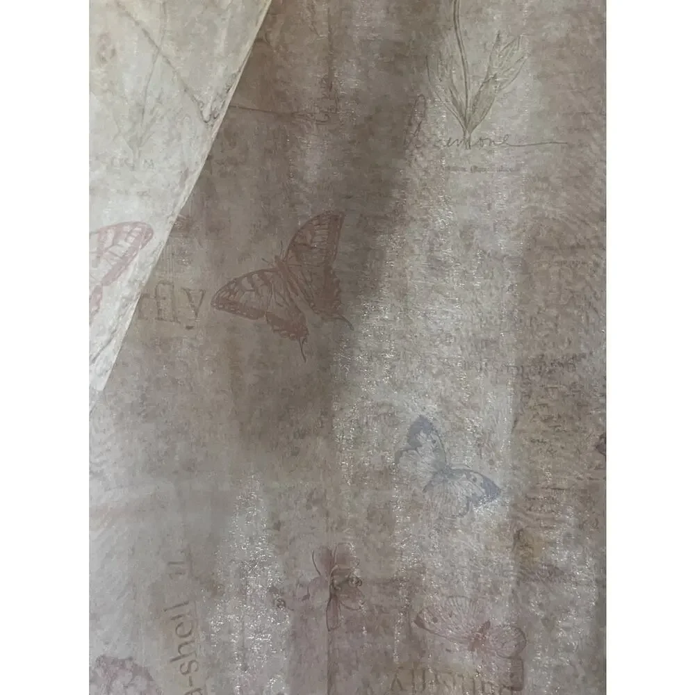 Vtg Charter Club Butterfly Floral Sheer Metallic Shower Curtain Earthy Fairy